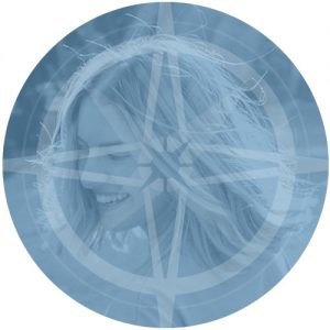 happy woman with blue tone overlay