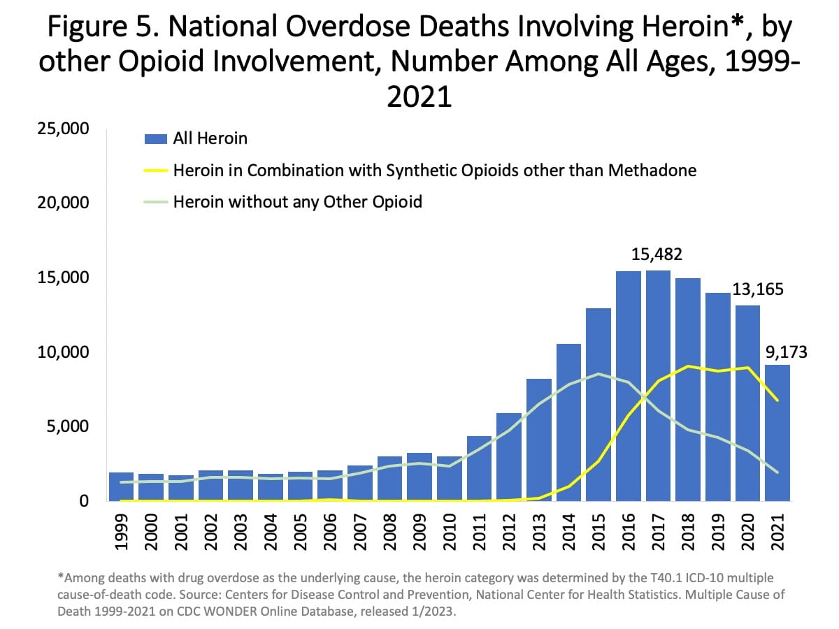 Pverdpse Deatjs With Heroin And Other Opioids Involved, 1999-2021